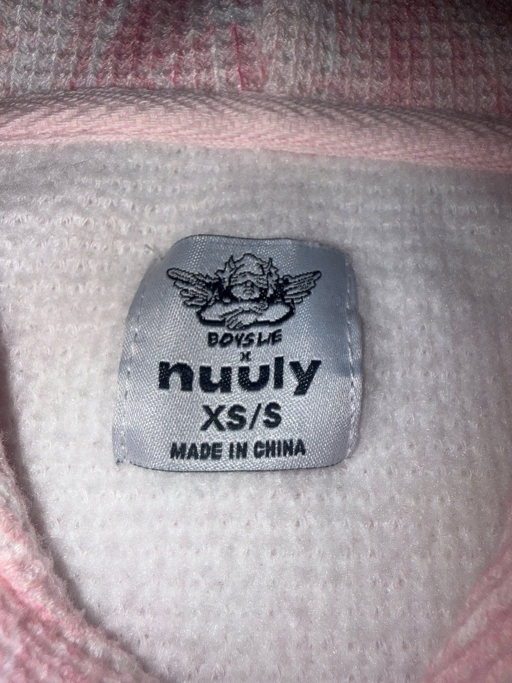 Boys Lie x Nuuly Not My First Rodeo COWBOYS LIE pink Waffle knit Hoodie EUC - Picture 10 of 15